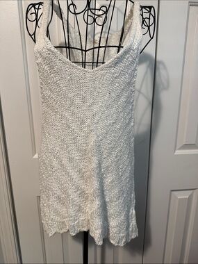 Free People White Open-Knit Tank Top